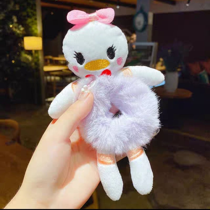 Generic Baowao Bear Hair Loop 2023 New Cute Plush Bear Tie-up Rope Womens Internet Celebratory Cartoon Hair Rope Pontail Rubber Tendon 22 small white duck