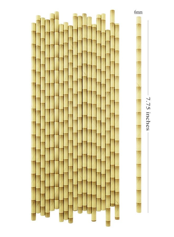 ALINK Biodegradable Bamboo Print Paper Drinking Straws for Drinks, Juices, Smoothies, Shakes, Party Supplies, Pack of 100 - Image 3