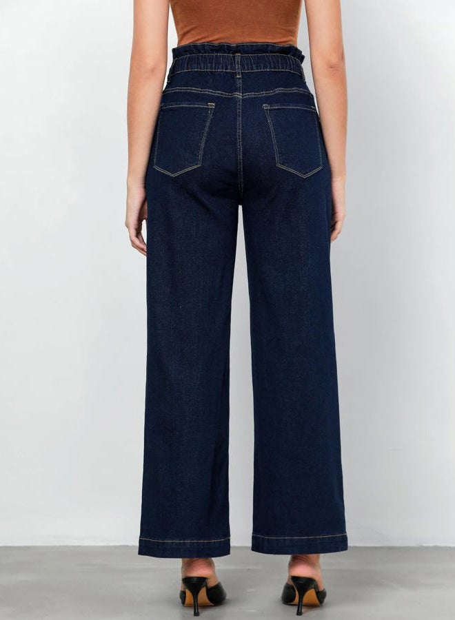 GRAPENT Wide Leg Jeans for Women Stretch High Wasited Elastic Waist Bell Bottom Baggy Y2K Pants, Rinse Blue, XL - Image 2