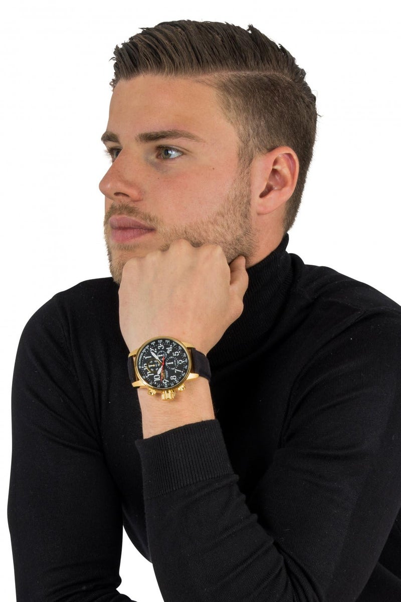 Invicta Men's 1515 I "Force Collection" 18k Gold Ion-Plated Stainless Steel and Black Cloth Watch - Image 5