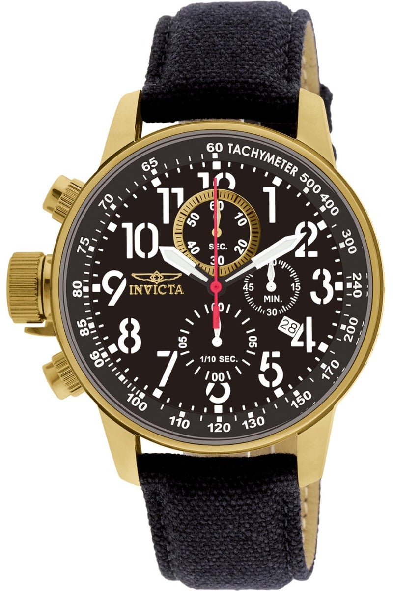 Invicta Men's 1515 I "Force Collection" 18k Gold Ion-Plated Stainless Steel and Black Cloth Watch - Image 1