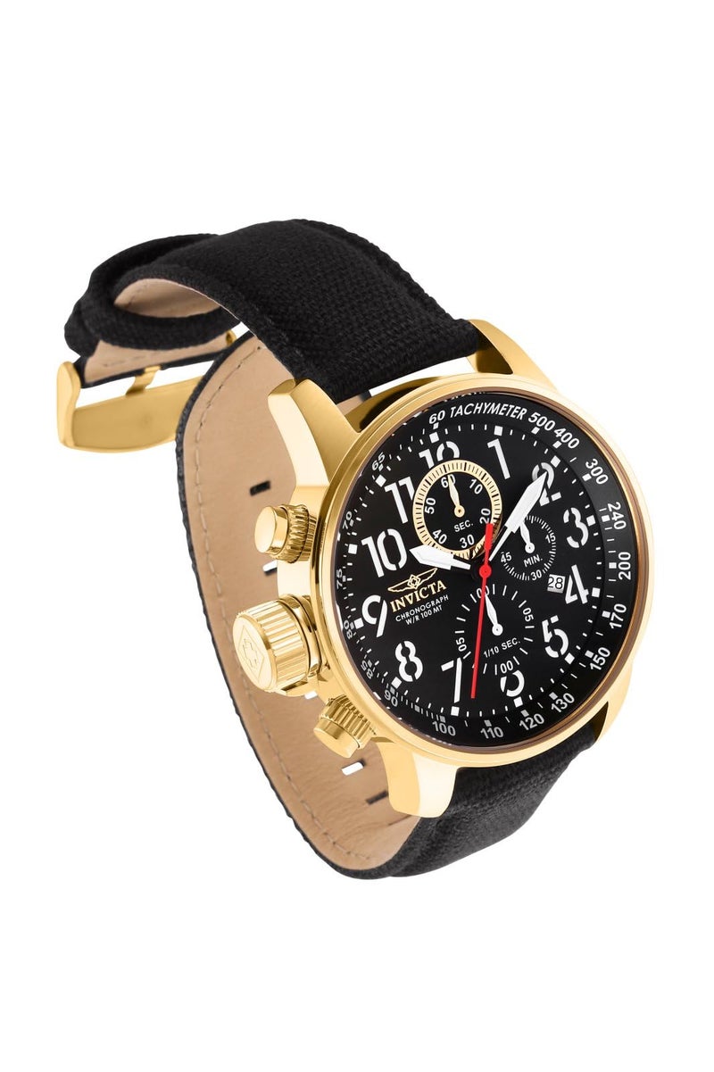 Invicta Men's 1515 I "Force Collection" 18k Gold Ion-Plated Stainless Steel and Black Cloth Watch - Image 2