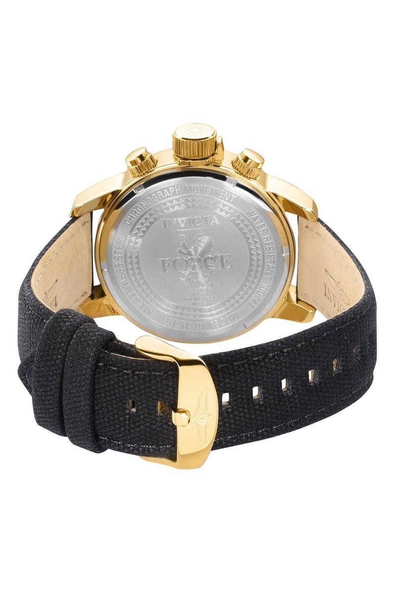 Invicta Men's 1515 I "Force Collection" 18k Gold Ion-Plated Stainless Steel and Black Cloth Watch - Image 4