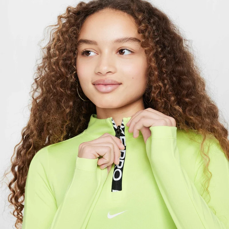 نايكي برو تيشيرت دراي-فت بأكمام طويلة ونصف سحاب للبنات