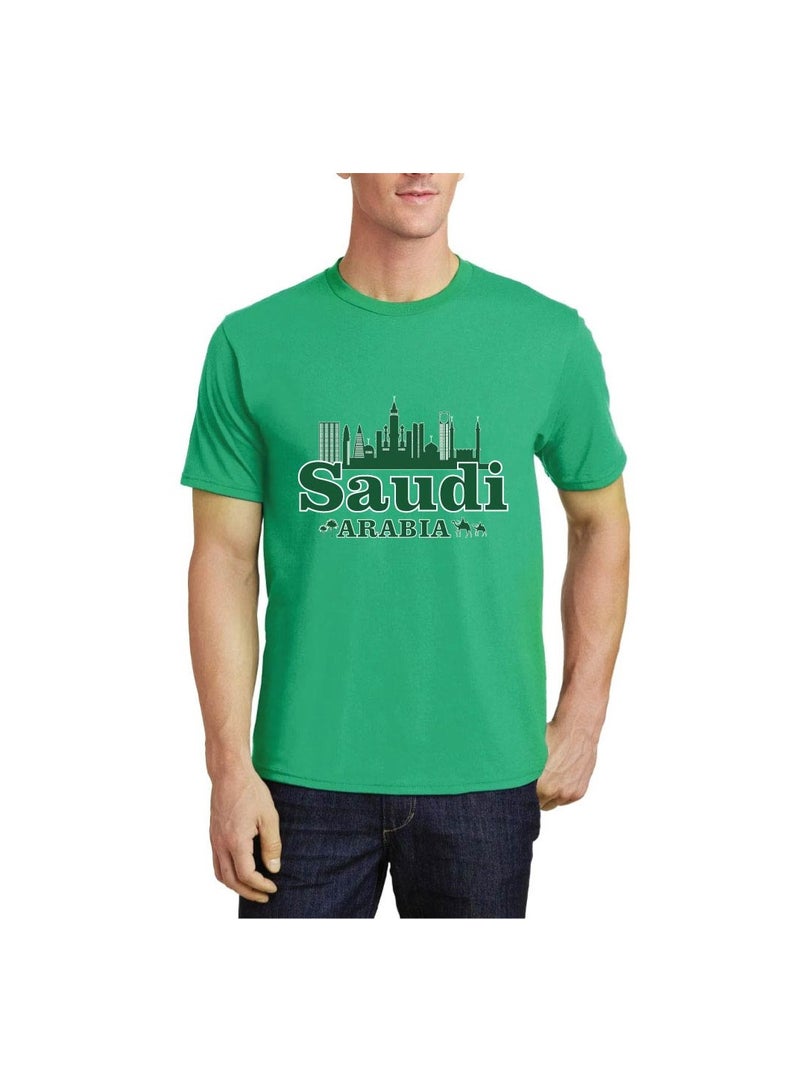 Saudi Arabia National Day Men's T-Shirt – Short Sleeve Round Neck Soft Cotton Tshirt - Perfect For Celebrating Saudi National Day, Events - Image 1