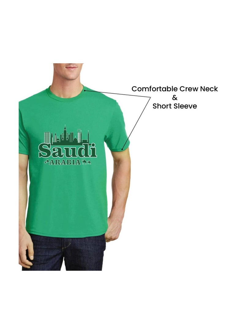 Saudi Arabia National Day Men's T-Shirt – Short Sleeve Round Neck Soft Cotton Tshirt - Perfect For Celebrating Saudi National Day, Events - Image 5