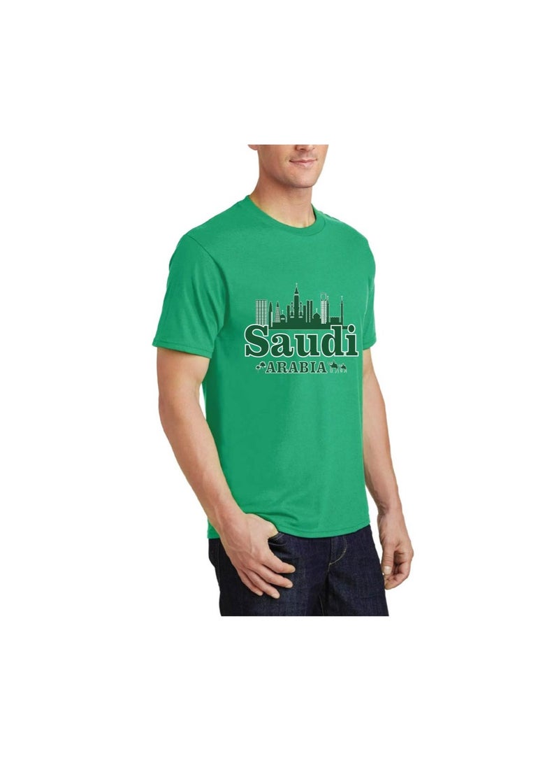 Saudi Arabia National Day Men's T-Shirt – Short Sleeve Round Neck Soft Cotton Tshirt - Perfect For Celebrating Saudi National Day, Events - Image 4