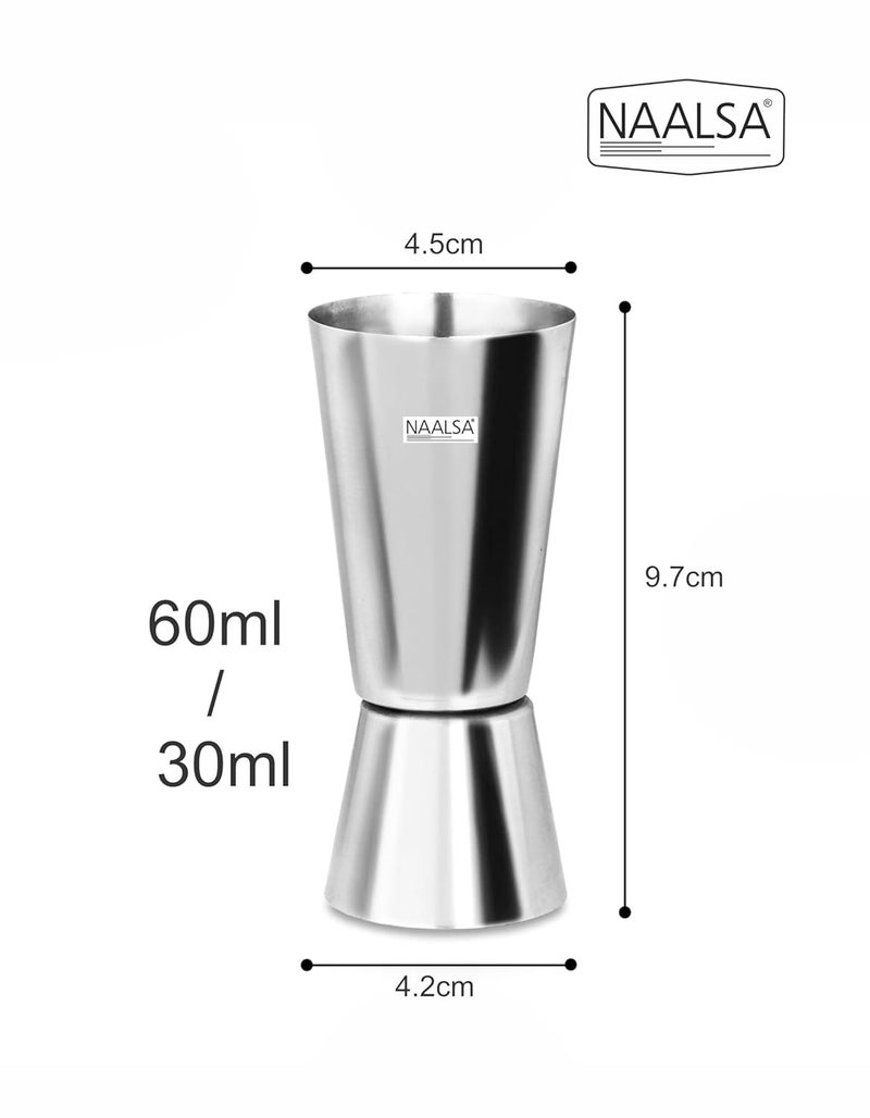 NAALSA مجموعة UDAN 2 قطعة مقياس بيغ مزدوج الجوانب 30 و 60 مل، دامرو وبيغ طويل، أدوات قياس المشروبات، ملحقات بار الجيجر - Image 4