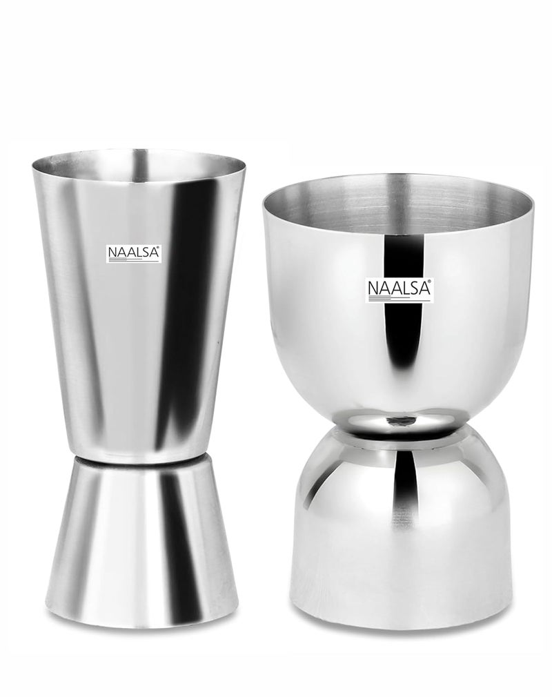 NAALSA مجموعة UDAN 2 قطعة مقياس بيغ مزدوج الجوانب 30 و 60 مل، دامرو وبيغ طويل، أدوات قياس المشروبات، ملحقات بار الجيجر - Image 1