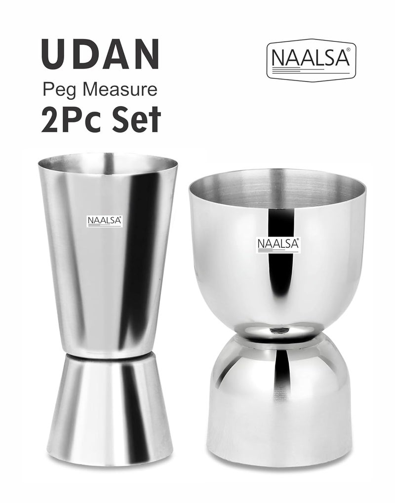 NAALSA مجموعة UDAN 2 قطعة مقياس بيغ مزدوج الجوانب 30 و 60 مل، دامرو وبيغ طويل، أدوات قياس المشروبات، ملحقات بار الجيجر - Image 2