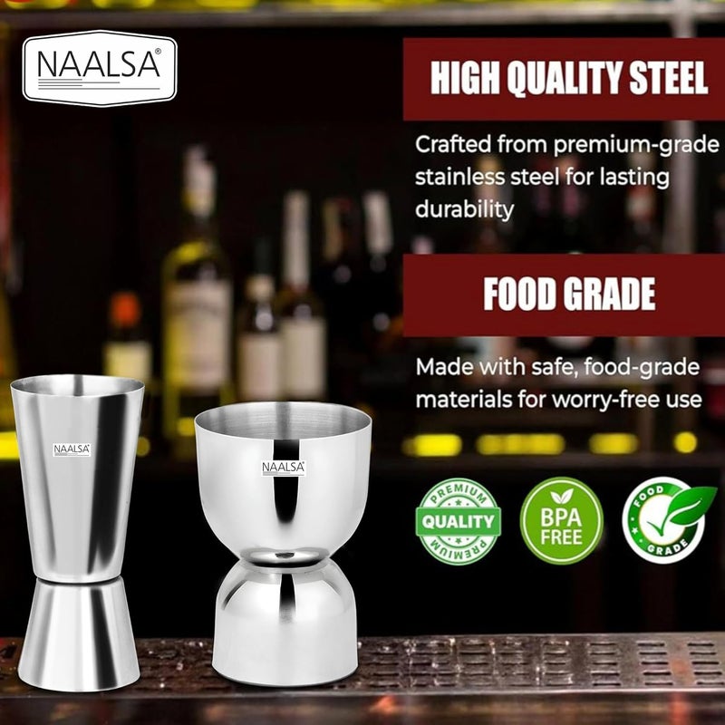 NAALSA مجموعة UDAN 2 قطعة مقياس بيغ مزدوج الجوانب 30 و 60 مل، دامرو وبيغ طويل، أدوات قياس المشروبات، ملحقات بار الجيجر - Image 3