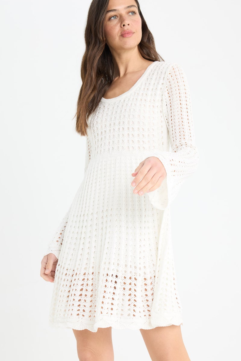 DeFacto Beige Woman A Cut Knitwear Dress Casual - Image 4