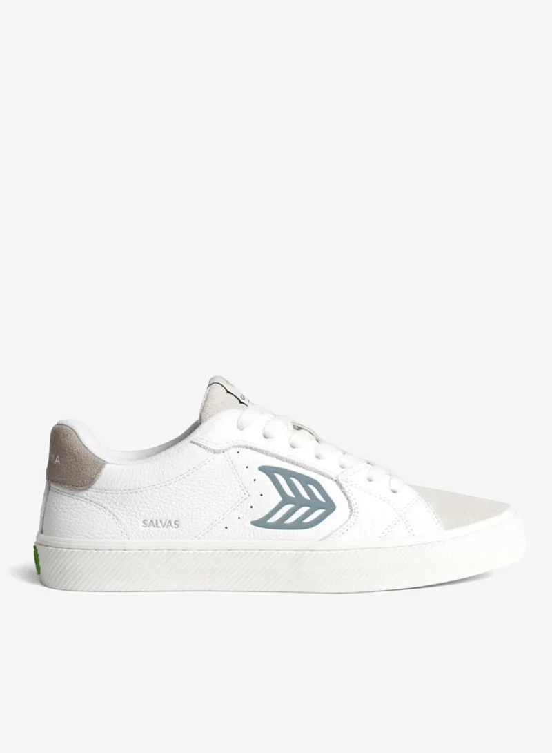 كاريوما SALVAS White Premium Leather Vintage White Suede Mirage Blue Logo Sneaker