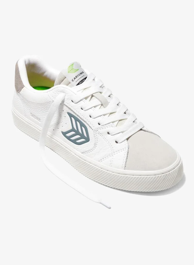 كاريوما SALVAS White Premium Leather Vintage White Suede Mirage Blue Logo Sneaker