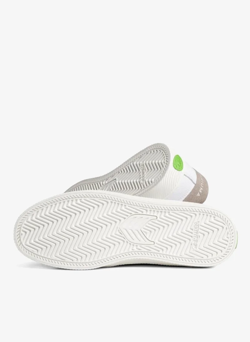 Cariuma  SALVAS White Premium Leather Vintage White Suede Mirage Blue Logo Sneaker  | Best Price UAE