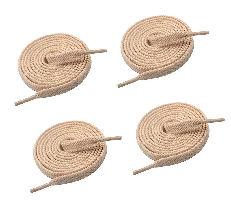 VSUDO Upgrade 50" Double Layer Weave Flat Shoelaces, 5/16" Wide Flat Shoe Laces for Adults & Kids Sneakers or Athletic Shoes [2 Pairs-Beige-127CM] - Image 1
