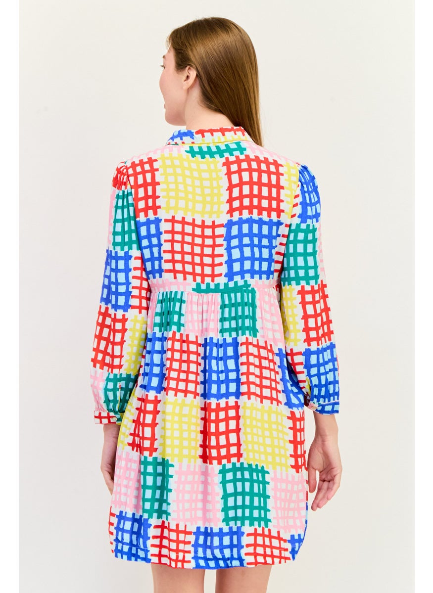 ONLY Women Allover Printed Mini Dress, Multicolor  - Image 3
