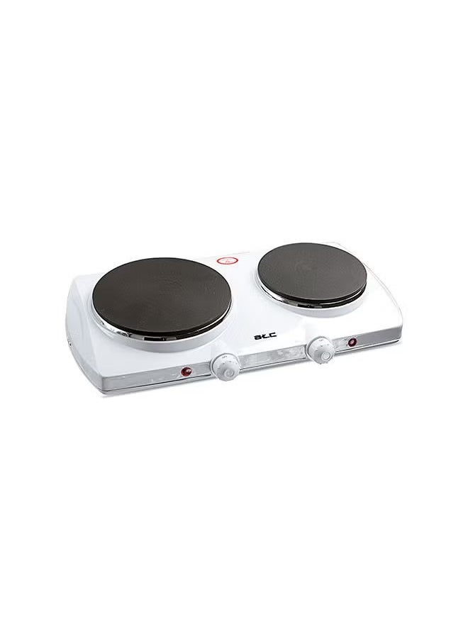 ATC Electric Hot Plate Double Burner 2250W – Portable Tabletop Cooker with Dual Thermostat Control, Overheat Protection, Non-Slip Feet, Compact Design for Small Kitchens, Camping, Dorm Rooms, Easy Clean Surface – White – Model H-HP0702S  - Image 4