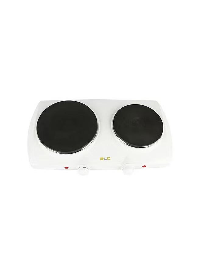 ATC Electric Hot Plate Double Burner 2250W – Portable Tabletop Cooker with Dual Thermostat Control, Overheat Protection, Non-Slip Feet, Compact Design for Small Kitchens, Camping, Dorm Rooms, Easy Clean Surface – White – Model H-HP0702S  - Image 1