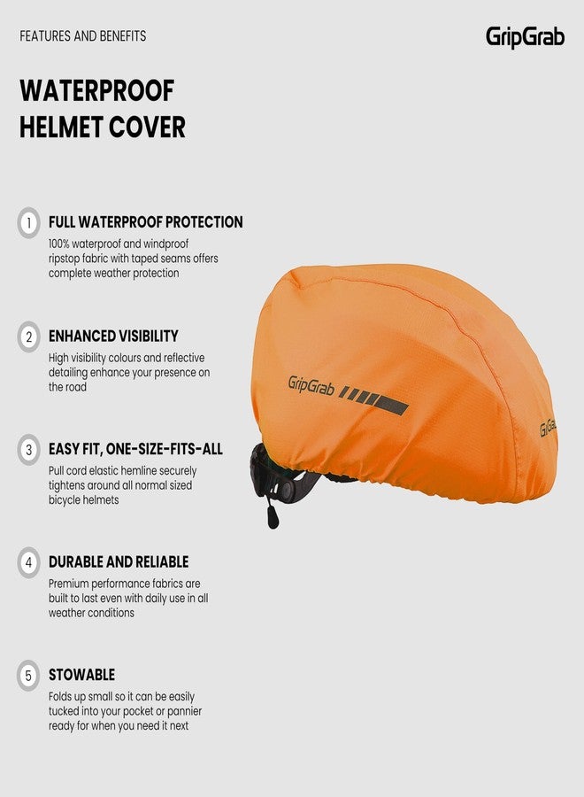 GripGrab Waterproof Windproof Cycling Rain Helmet Cover Reflective Bicycle Commuting High-Visibility Road MTB Headwear - Image 2