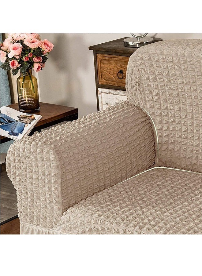 Arabest Elastic Sofa Cover with Skirt,Stretch Sofa Slipcover Furniture Protector Washable Soft Couch Cover for Living Room Elastic Fabric Sofa Cover with Skirt, For Living Room Bed Room For one seater sofa(khaki)  - Image 5