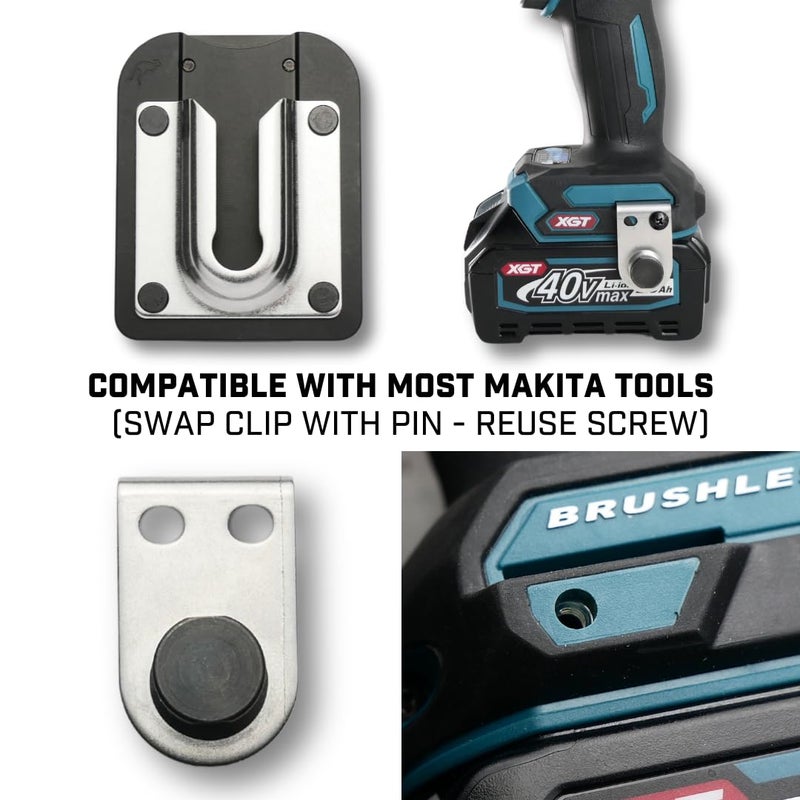 Holstery PinPal Pro | Universal Tool Holster - Gravity Locking Clip-On Tool Belt Holder for Drills, Impacts, and Other Tools (with Pin Kit for Makita) - Image 5