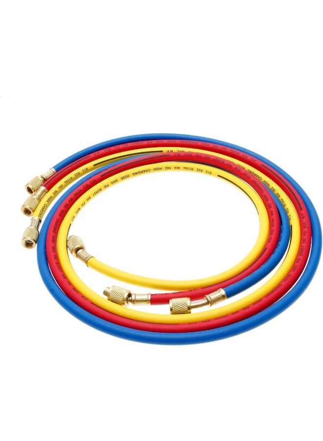 HZ-MONSTAR HZ-MONSTAR AC Charging Hoses Tube, 60" Refrigerant Charging Hose 1/4" SAE Thread Fits for R12 R22 R502 Car Air Conditioning and HVAC Manifold Gauge Hose Kit (3000~600 PSI)  - Image 1