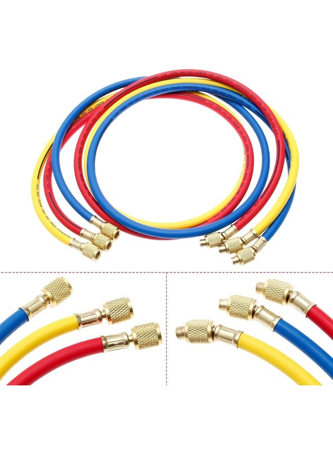 HZ-MONSTAR HZ-MONSTAR AC Charging Hoses Tube, 60" Refrigerant Charging Hose 1/4" SAE Thread Fits for R12 R22 R502 Car Air Conditioning and HVAC Manifold Gauge Hose Kit (3000~600 PSI)  - Image 5