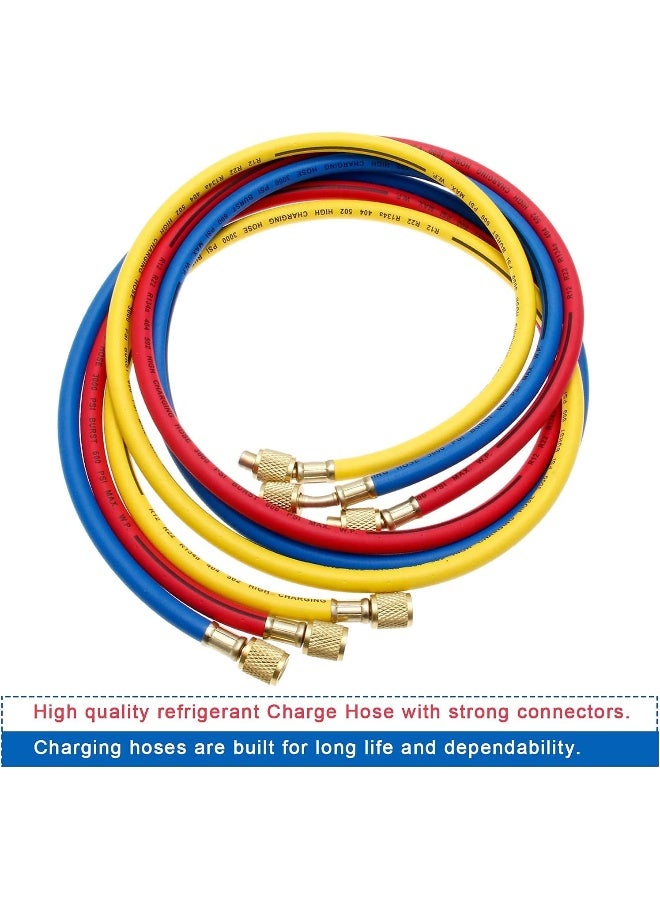 HZ-MONSTAR HZ-MONSTAR AC Charging Hoses Tube, 60" Refrigerant Charging Hose 1/4" SAE Thread Fits for R12 R22 R502 Car Air Conditioning and HVAC Manifold Gauge Hose Kit (3000~600 PSI)  - Image 4