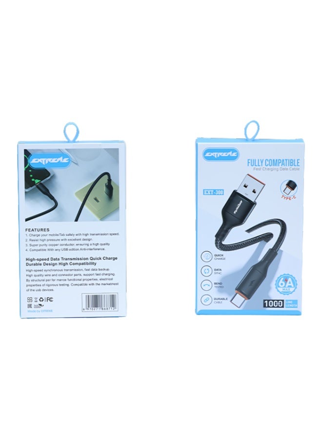 EXTREME USB-A to Type-C Fast Charging Data Cable, 60W Power Delivery, Durable Braided Cable, High-Speed Sync, 1 Meter - Image 1