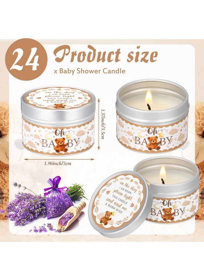 MTLEE 24 Pcs Bear Baby Shower Party Favors Candles Lavender Scented Baby Shower Favors for Guests Rustic Tealights Candles Gender Reveal Return Gifts Girl Boy(1.2 Oz, Brown) - Image 2