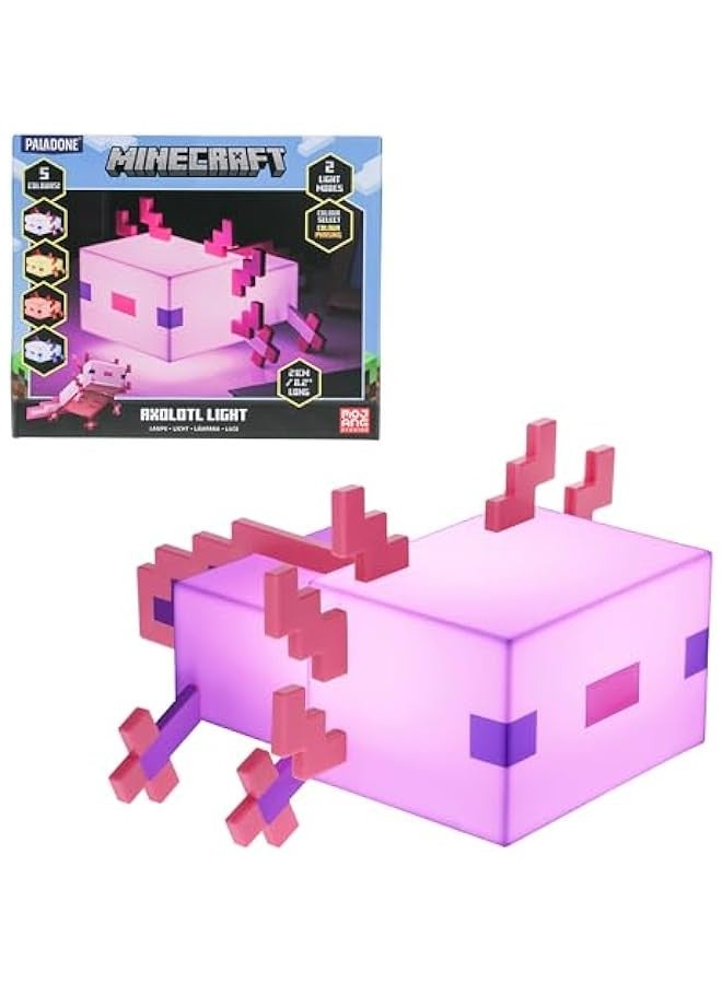 MINECRAFT Axolotl Light, Five Color Modes, Minecraft Lamp to Decorate Your Gaming Desk or Night Stand - Image 1