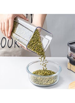 CityRiya-Long Airtight Food Storage Containers Set Dry Food Plastic Canisters Storage Organization for Kitchen and Pantry BPA Free Kitchen Canisters for Cereal Rice Plastic Grain Containers Storage Box 1300ML  - Image 4