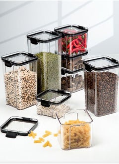 CityRiya-Long Airtight Food Storage Containers Set Dry Food Plastic Canisters Storage Organization for Kitchen and Pantry BPA Free Kitchen Canisters for Cereal Rice Plastic Grain Containers Storage Box 1300ML  - Image 5