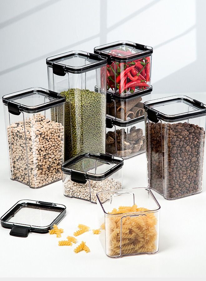 CityRiya-Long Airtight Food Storage Containers Set Dry Food Plastic Canisters Storage Organization for Kitchen and Pantry BPA Free Kitchen Canisters for Cereal Rice Plastic Grain Containers Storage Box 1300ML - Image 5