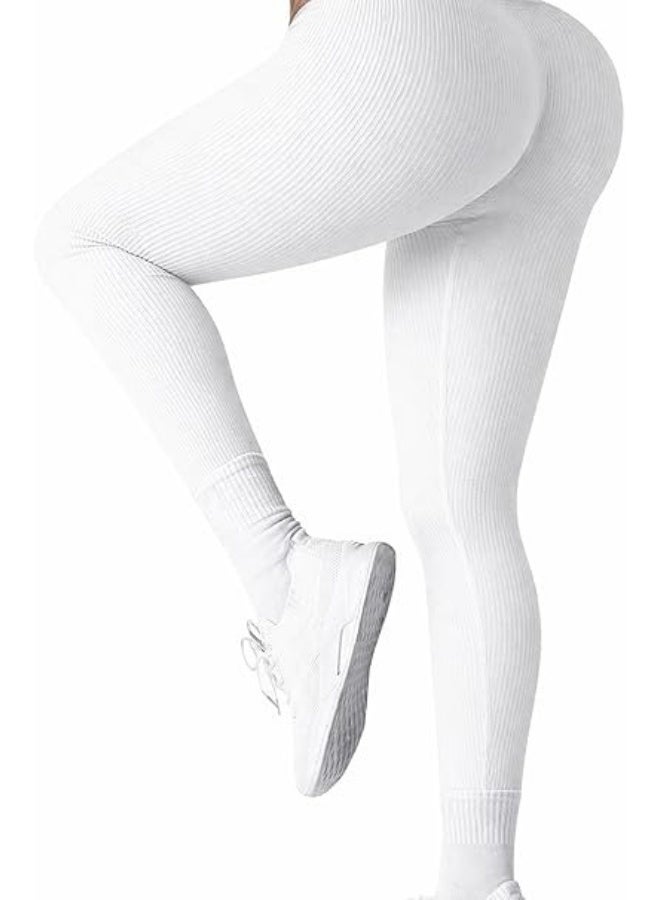 Ronza High Waist Ribbed Cotton Sports Leggings Stretchy Elastic Fabric Comfortable Fit for Women Up to 105 kg - Image 2