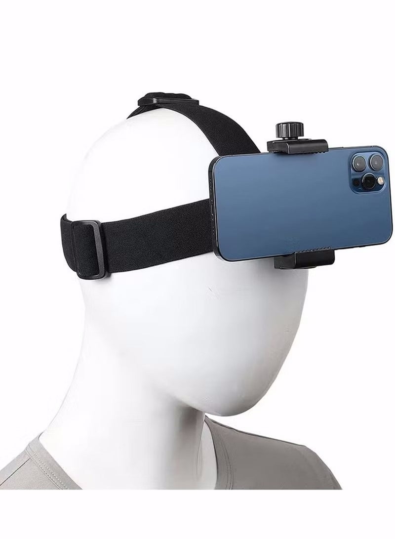1 Pcs Head Mounted Mobile Phone Mount, First-Person View Live Shooting Bracket Compatible with All Smartphones (4"-7") and Action Camera Head Strap Holder Kit - Image 1