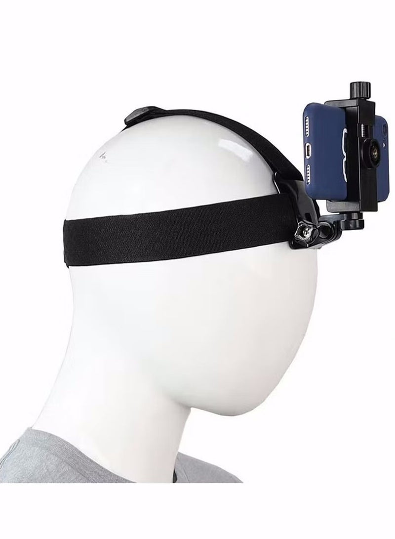 1 Pcs Head Mounted Mobile Phone Mount, First-Person View Live Shooting Bracket Compatible with All Smartphones (4"-7") and Action Camera Head Strap Holder Kit - Image 5
