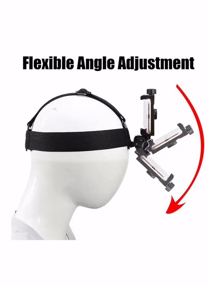1 Pcs Head Mounted Mobile Phone Mount, First-Person View Live Shooting Bracket Compatible with All Smartphones (4"-7") and Action Camera Head Strap Holder Kit - Image 3