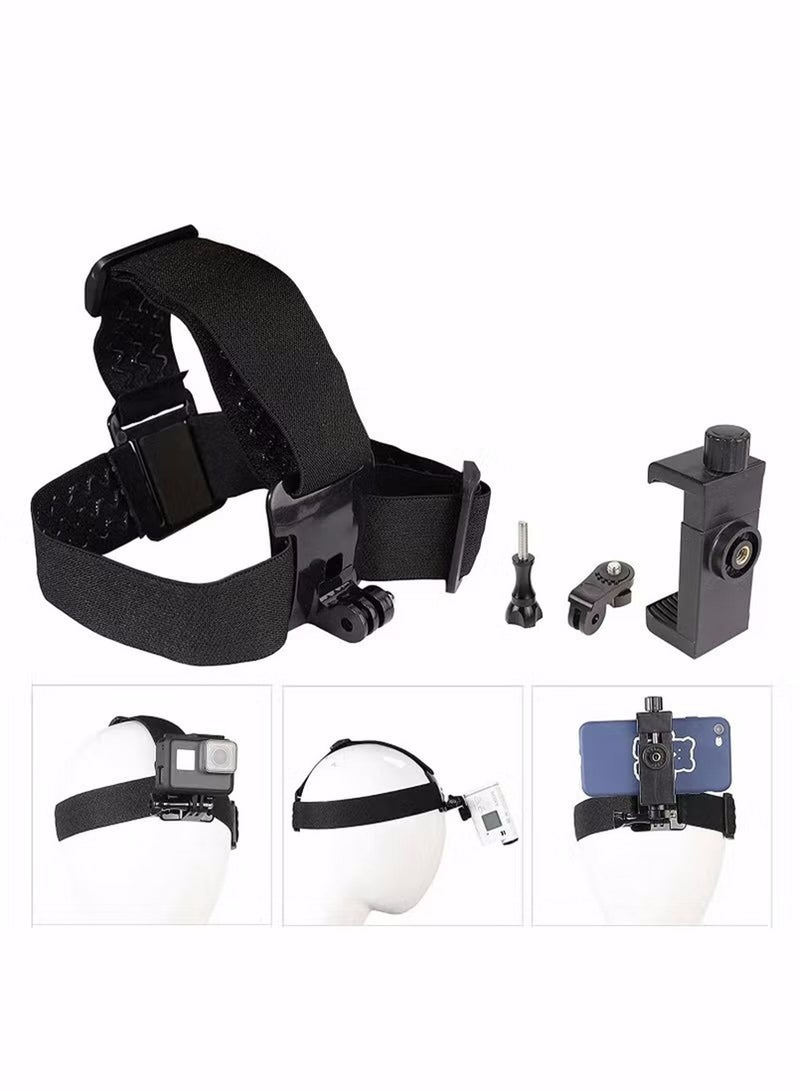 1 Pcs Head Mounted Mobile Phone Mount, First-Person View Live Shooting Bracket Compatible with All Smartphones (4"-7") and Action Camera Head Strap Holder Kit - Image 2