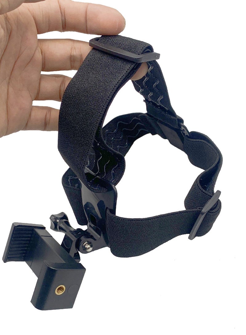 1 Pcs Head Mounted Mobile Phone Mount, First-Person View Live Shooting Bracket Compatible with All Smartphones (4"-7") and Action Camera Head Strap Holder Kit - Image 4