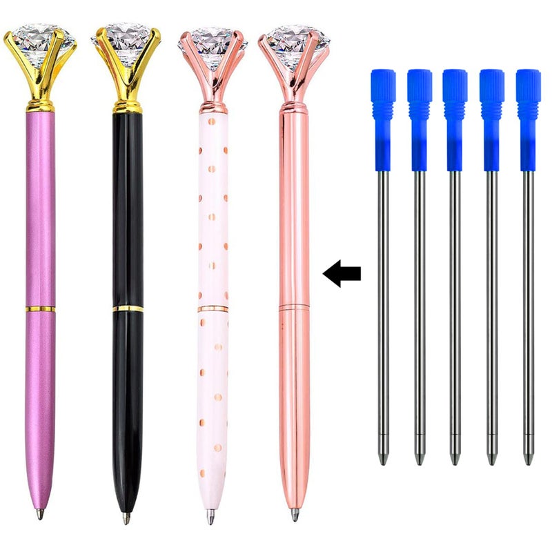 DunBong Metal Pen D1 Refills, Ballpoint Pen Refill, Blue Ink, Crystal Diamond Pen Refil Replacement Ink,3.2 inch, Pack of 5 (Blue) - Image 5