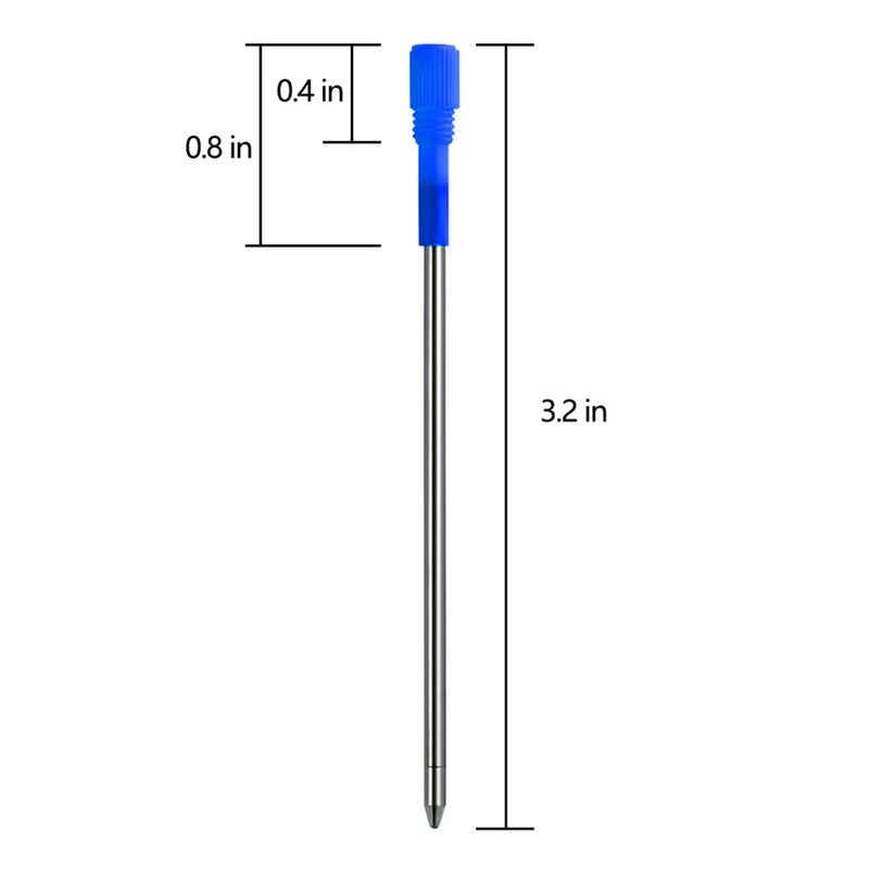 DunBong Metal Pen D1 Refills, Ballpoint Pen Refill, Blue Ink, Crystal Diamond Pen Refil Replacement Ink,3.2 inch, Pack of 5 (Blue) - Image 2