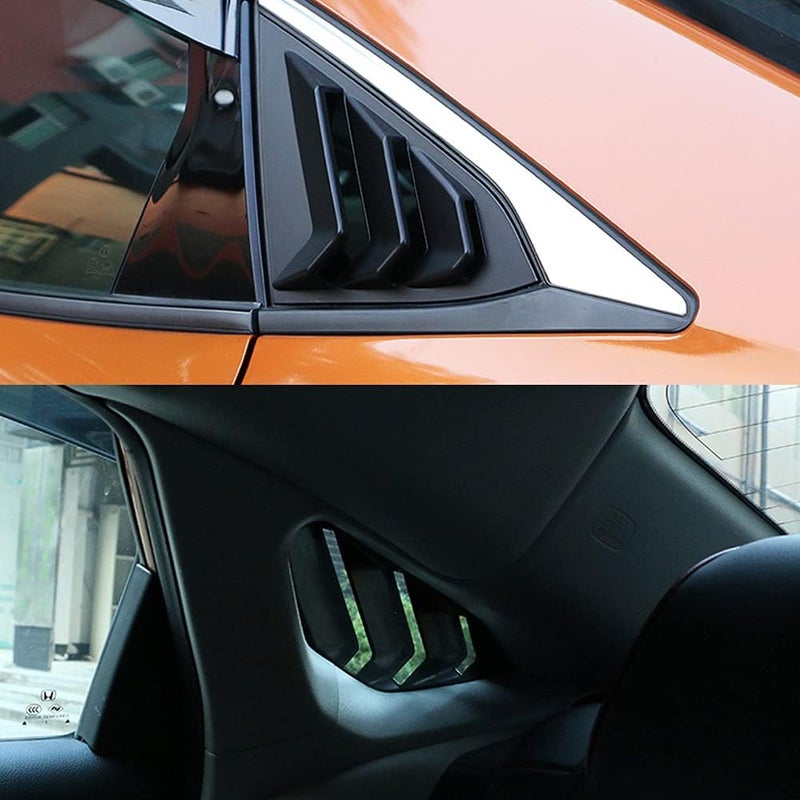 HTRACING for 10th Gen Civic Sedan Rear Side Window Louvers Air Vent Scoop Shades Cover Blinds Racing Style Compatible with Civic Sedan 2021 2020 2019 2018 2017 2016 (Matte Black) - Image 5