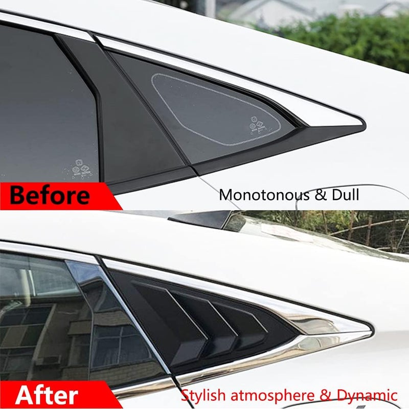 HTRACING for 10th Gen Civic Sedan Rear Side Window Louvers Air Vent Scoop Shades Cover Blinds Racing Style Compatible with Civic Sedan 2021 2020 2019 2018 2017 2016 (Matte Black) - Image 4