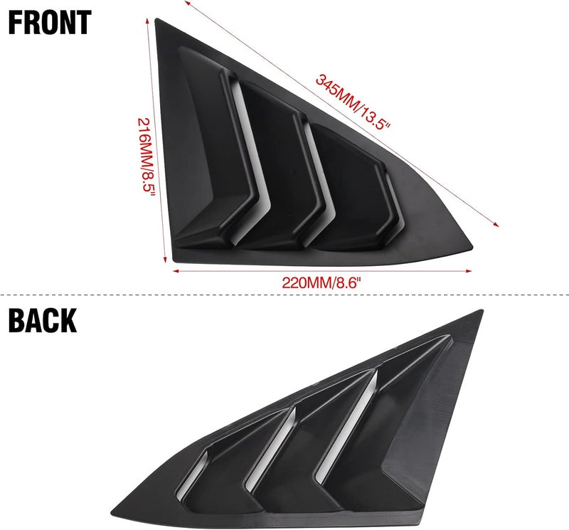 HTRACING for 10th Gen Civic Sedan Rear Side Window Louvers Air Vent Scoop Shades Cover Blinds Racing Style Compatible with Civic Sedan 2021 2020 2019 2018 2017 2016 (Matte Black) - Image 2