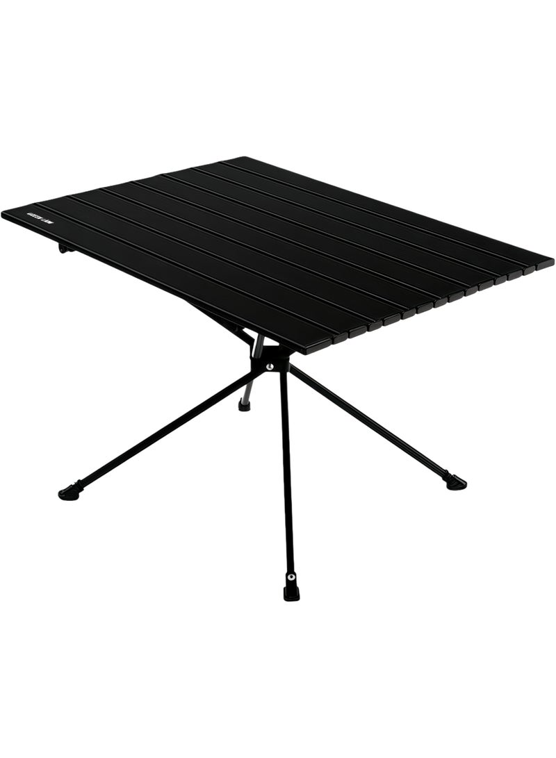 GREEN LION CAMP T2 Foldable Camping Table / Compact with 30KG Load Capacity / Sturdy & Easy-to-Setup with Waterproof Coating / Roll-Up Top Table / for Outdoor, Picnic, Backyard, BBQ & Camping - Black - Image 1