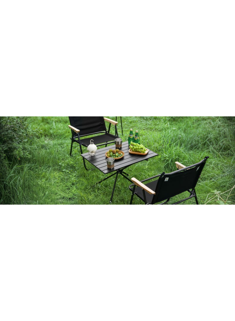GREEN LION CAMP T2 Foldable Camping Table / Compact with 30KG Load Capacity / Sturdy & Easy-to-Setup with Waterproof Coating / Roll-Up Top Table / for Outdoor, Picnic, Backyard, BBQ & Camping - Black - Image 2