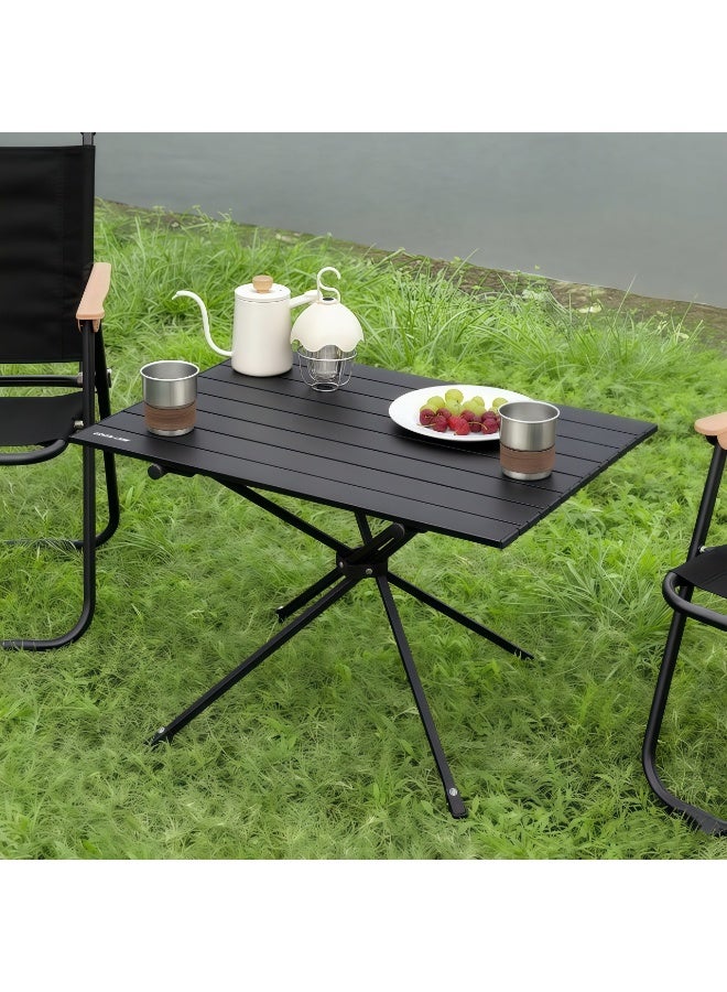 GREEN LION CAMP T2 Foldable Camping Table / Compact with 30KG Load Capacity / Sturdy & Easy-to-Setup with Waterproof Coating / Roll-Up Top Table / for Outdoor, Picnic, Backyard, BBQ & Camping - Black - Image 4