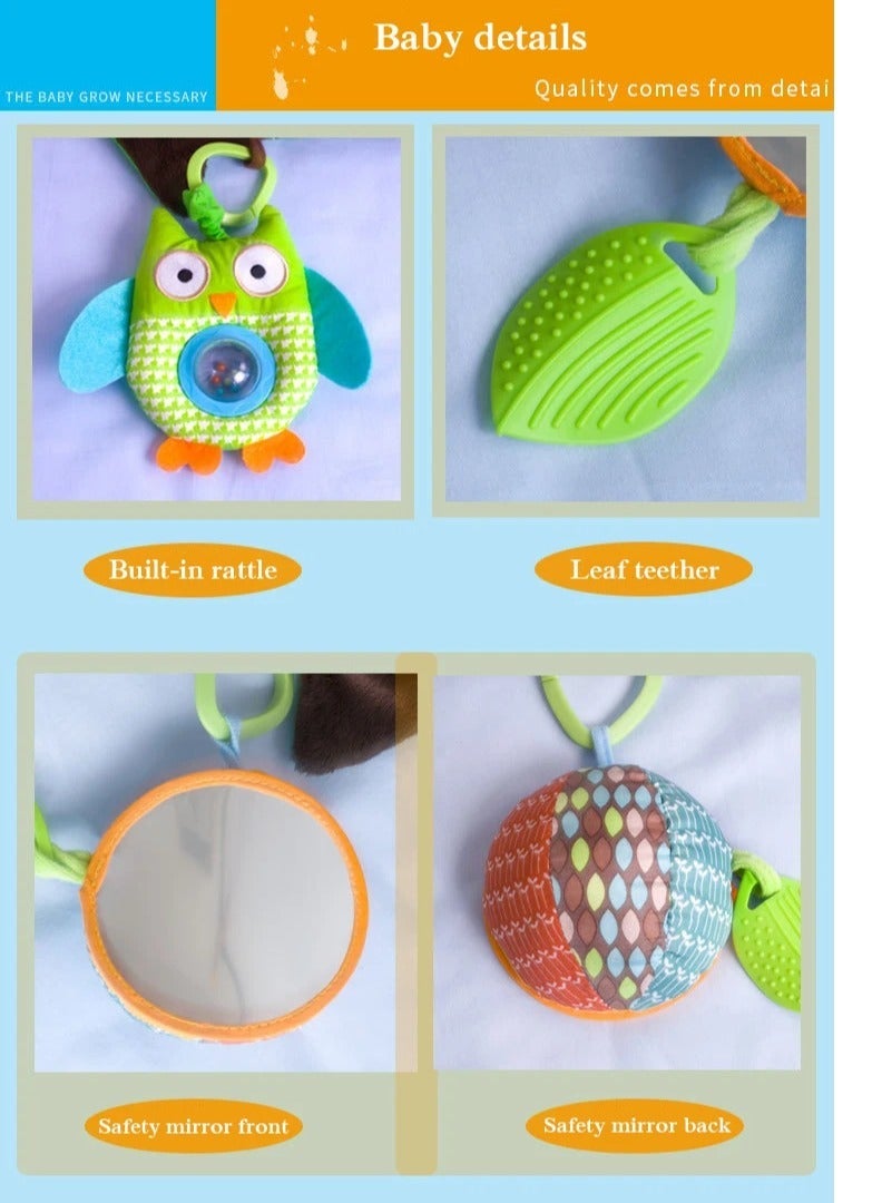 unikbebe Toy Playmat with Support Pillow, Soft Floor Blanket Indoor Baby Game Mats, Toy Gyms Crawling Pads, Kids Play Rug Carpet with Plush Toys, Owl Design for Tummy Time, Toddlers, Newborn Baby - Image 3